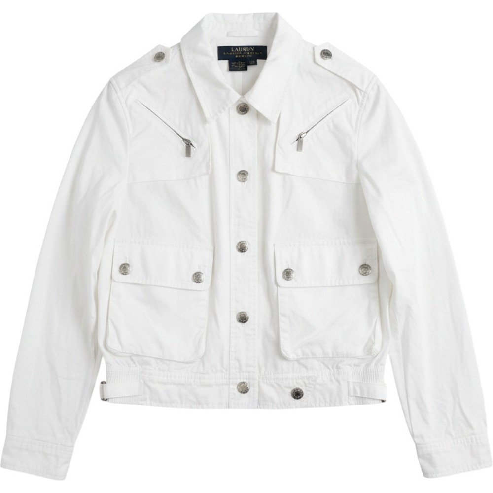 Lauren Ralph Lauren Utility Jacket Womens PM White Excellent Military Safari P/M